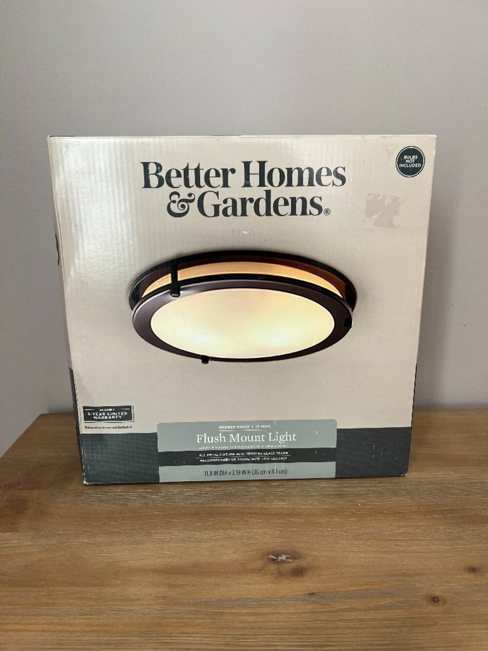 Better Homes & Gardens 12" Bronze Flush Mount Ceiling Light Frosted Glass